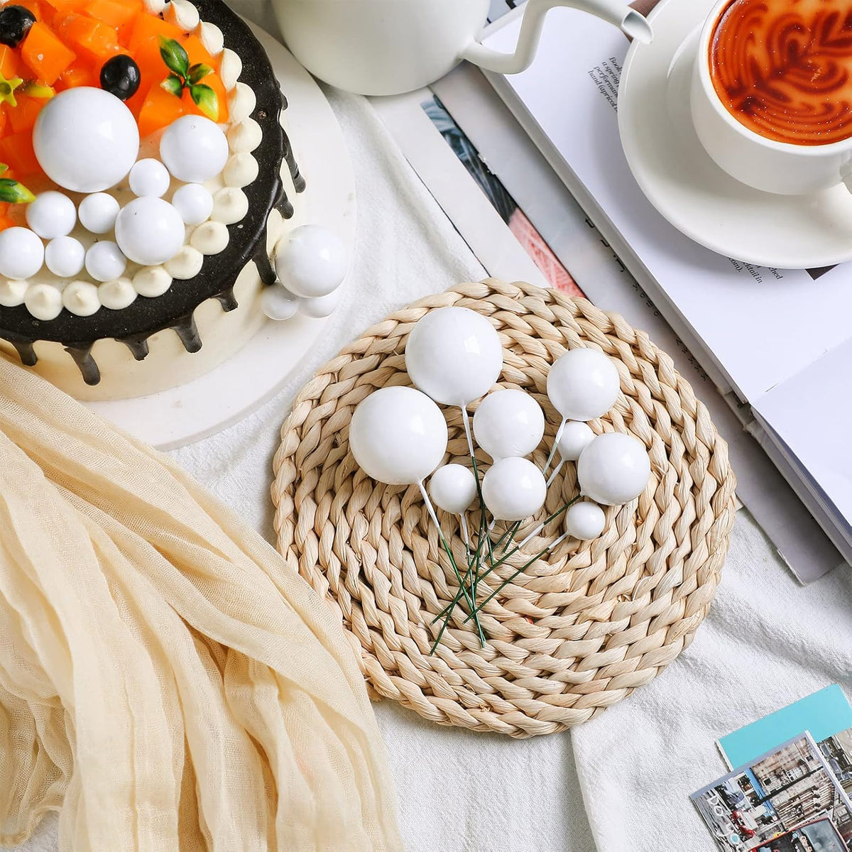 108 Pcs Balls Cake Topper DIY Cupcake Insert Foam Balloons for Cake Baking Wedding Anniversary
