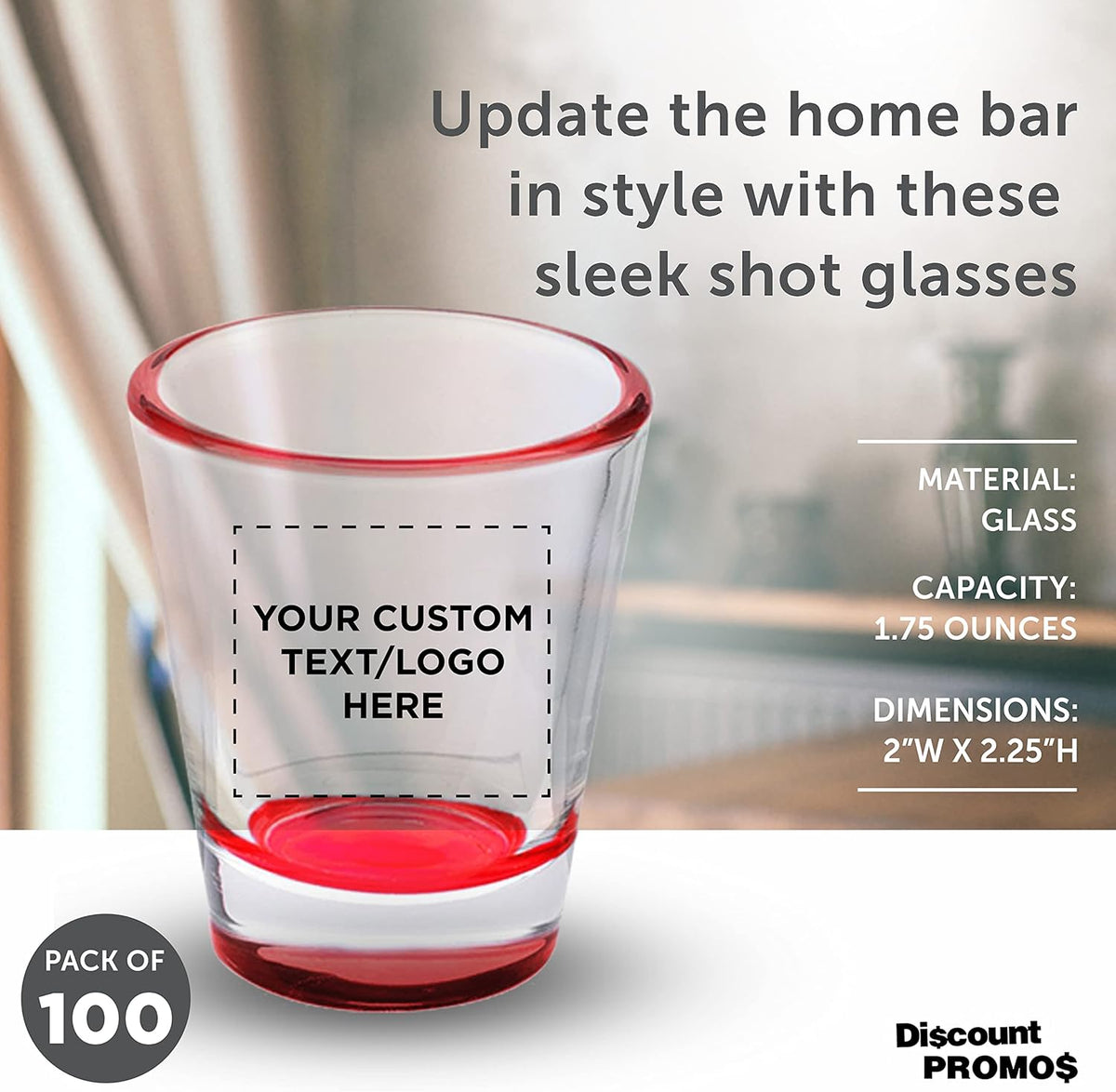 Custom Shot Glasses 1.75 oz. Set of 100, Personalized Bulk Pack - Great for Wedding Favors