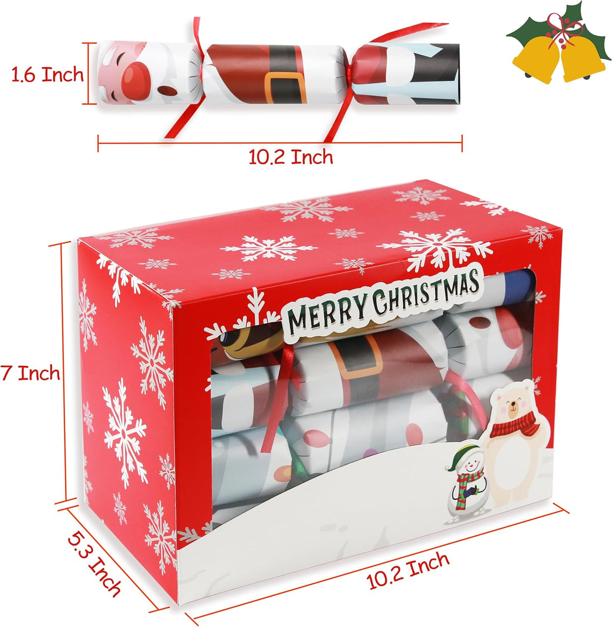 12 Pack Christmas No-snap Party Table Favors, Christmas Themed Holiday Supplies with Party Hat