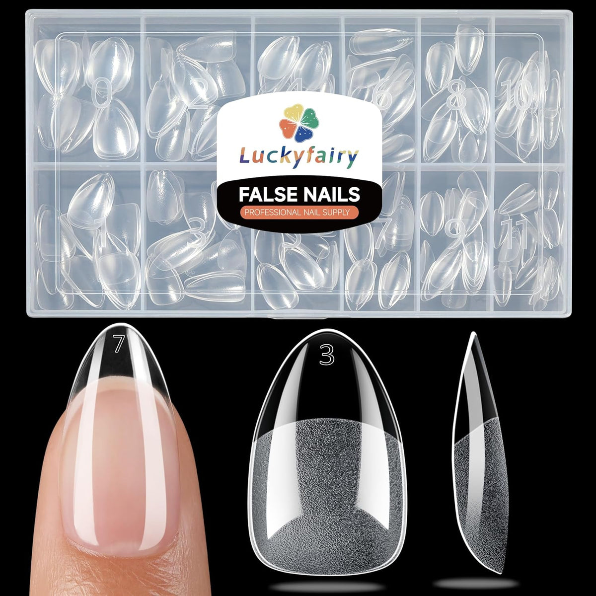 Short Almond Nail Tips, 240pcs Soft Nail Gel Tips Pre-Shaped Acrylic Fake Nails, Half Matte Full