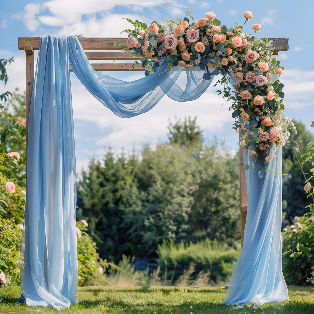 Wedding Arch Draping Fabric 1 Panel 28.7" x 20FT Dusty Blue Sheer Chiffon Backdrop Drapes for