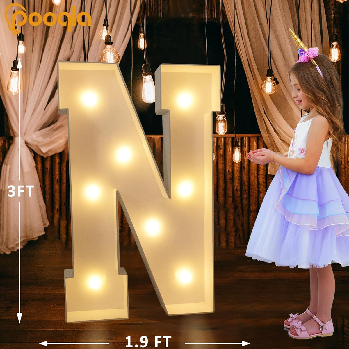 Pooqla 3FT Marquee Light Up Letters, Cool White and Warm White LED Big Mosaic Marquee Letters 3