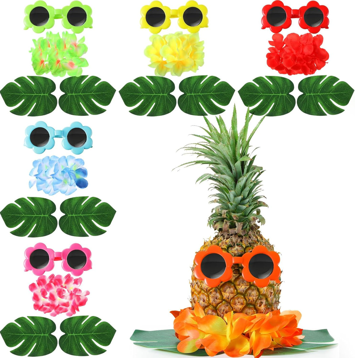 6 Sets Hawaiian Table Centerpieces Pineapple Luau Party Table Decorations Tropical Decor for Beach