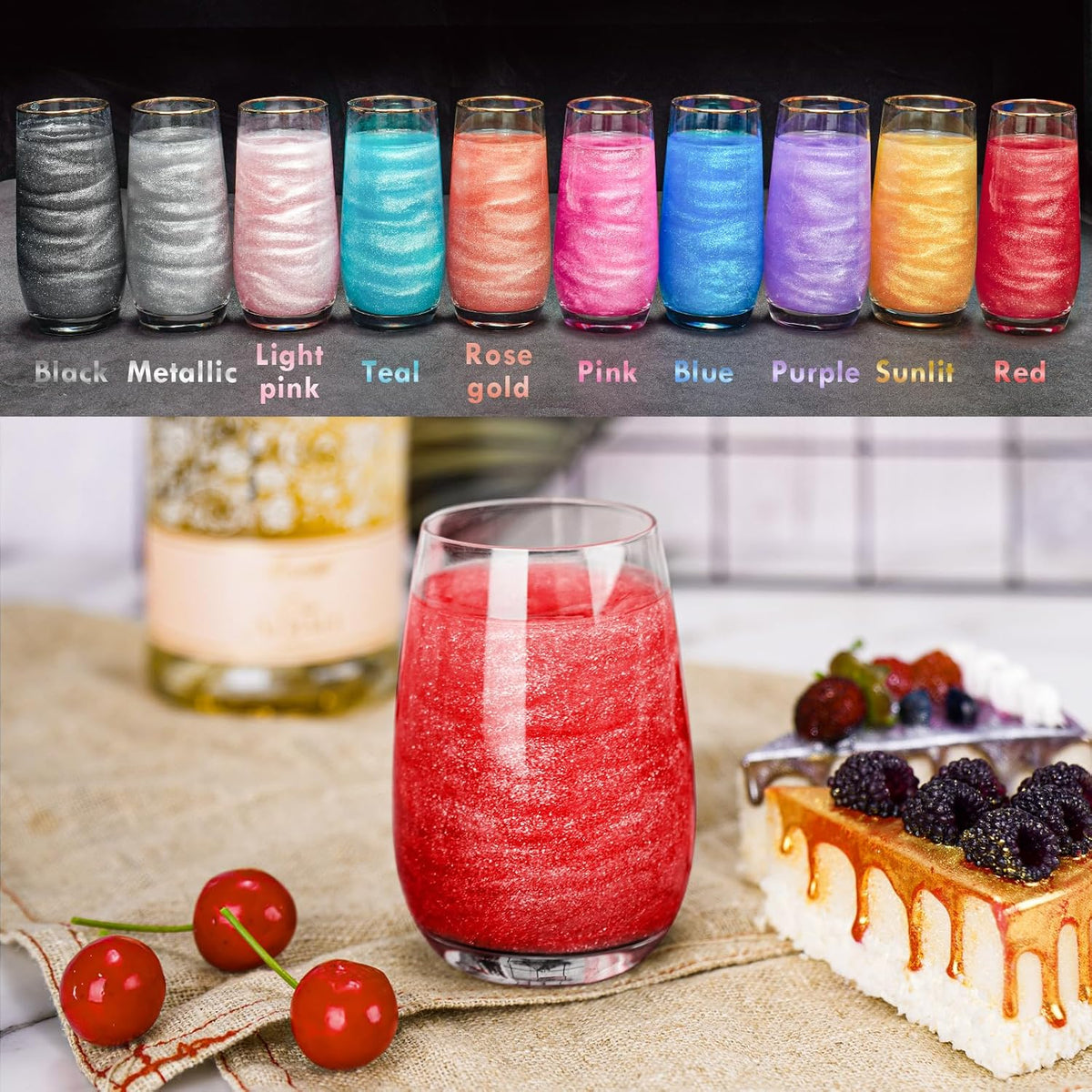 NiHome Edible Food-Grade Glitter Powder Glimmer Luster Dust Metallic Fancy Food Decorating Sprinkle