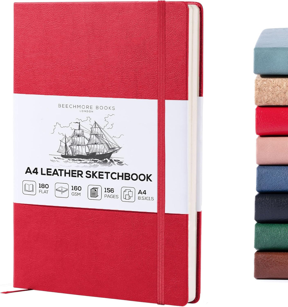 Beechmore Books A4 Sketchbook ??8.5x11 Premium Vegan Leather Bound Large Sketch Book Hardcover with