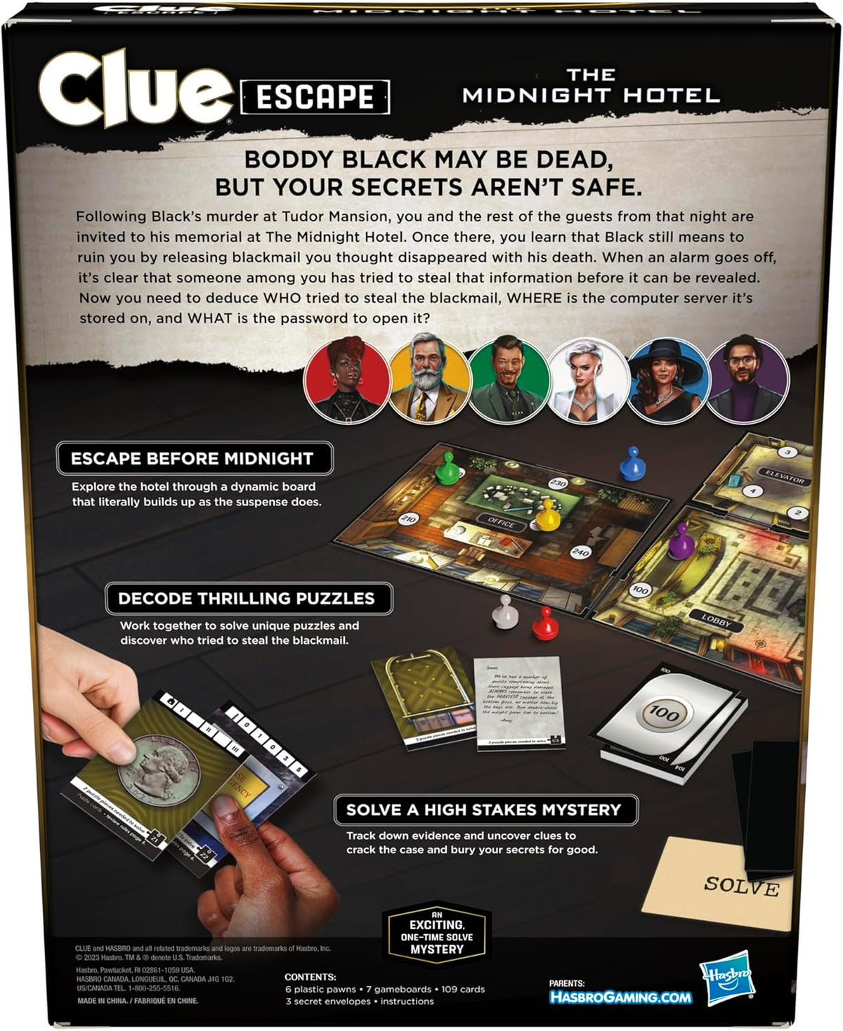Clue Escape: The Midnight Hotel Board Game, Clue Escape Room Game, 1-Time Solve Mystery Games