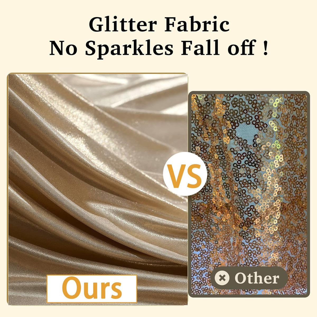 10x10 ft Champagne Sequin Backdrop Curtain Panels for Parties, Wrinkle Free Glitter Photo Backdrop