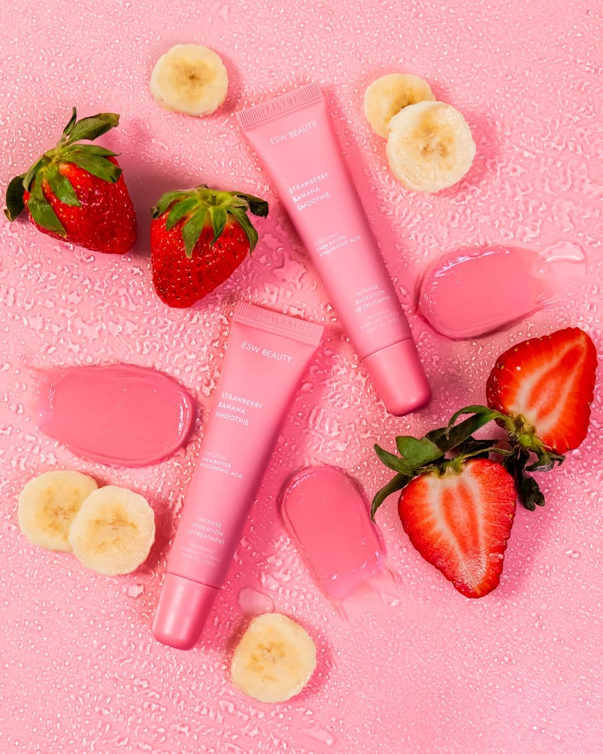 ESW Beauty Strawberry Banana Smoothie Lip Treatment - Soft Pink Nude Tint with Shea Butter
