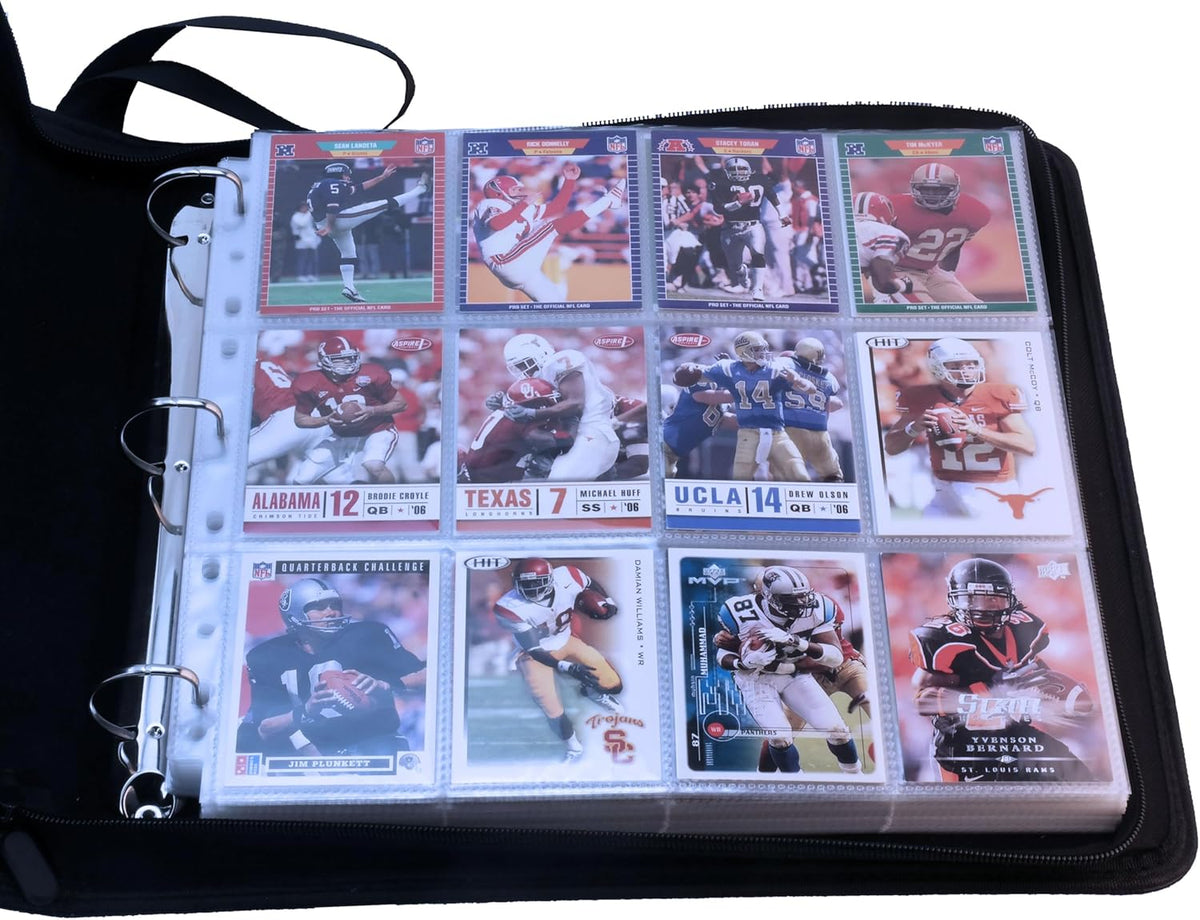 Ursae Minoris 3 D-Ring Large Format Zipper Binder for Up to 600 Sports/Trading Cards - Burgundy