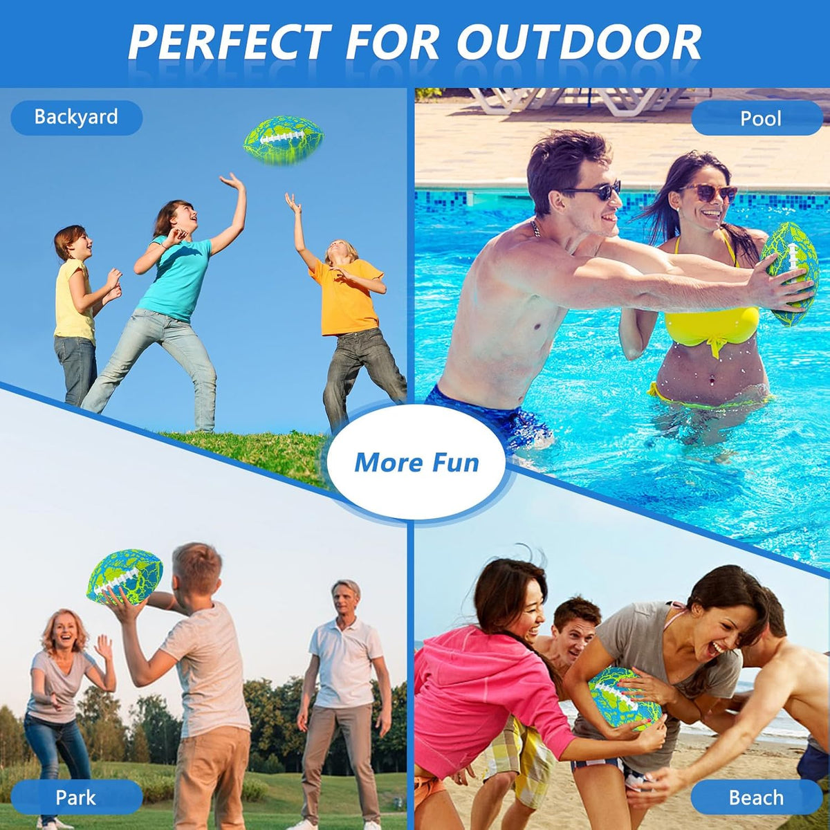Jasonwell Pool Beach Water Football - Strong Grip Waterproof Soft Football for All-Weather Play