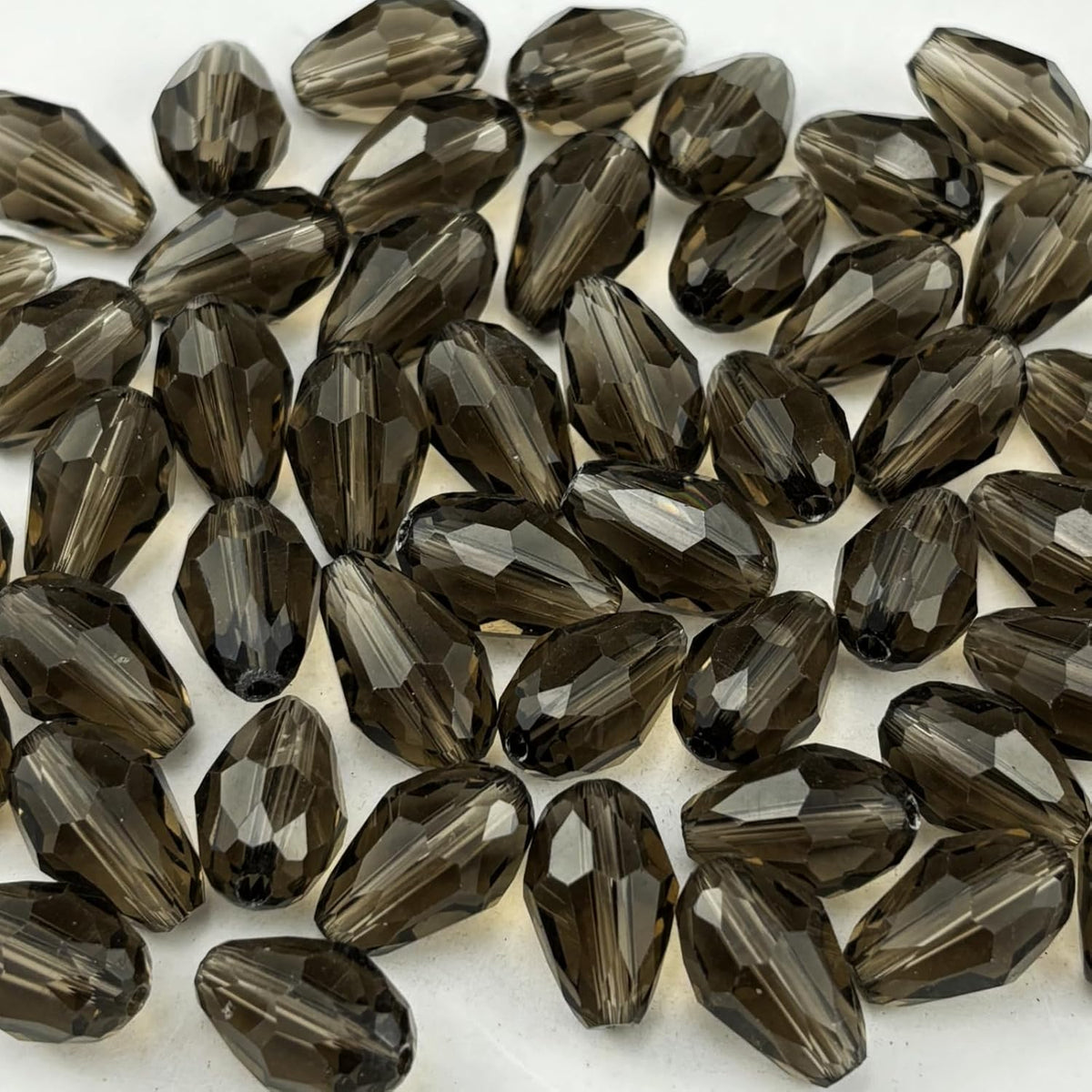 100pcs 8x12mm Teardrop Crystal Glass Beads for Jewelry Making, Faceted Vertical Hole Teardrop Glass