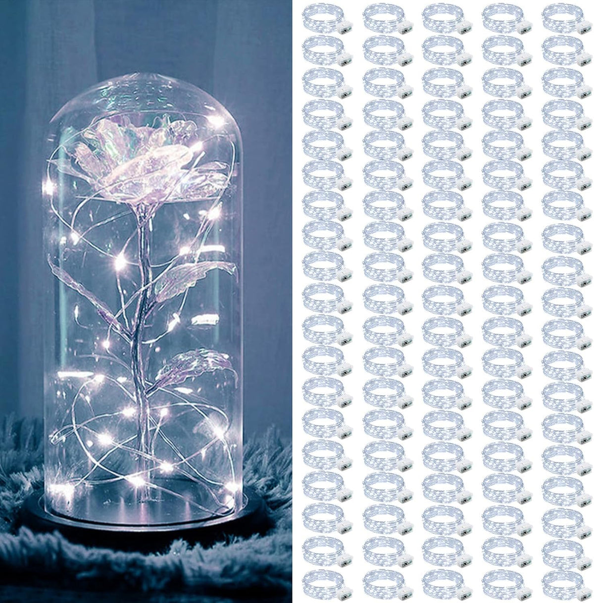 ZGWJ 100 Pack Fairy Lights Battery Operated, 7ft 20 Mini LED Fairy String Lights Silver Wire 4