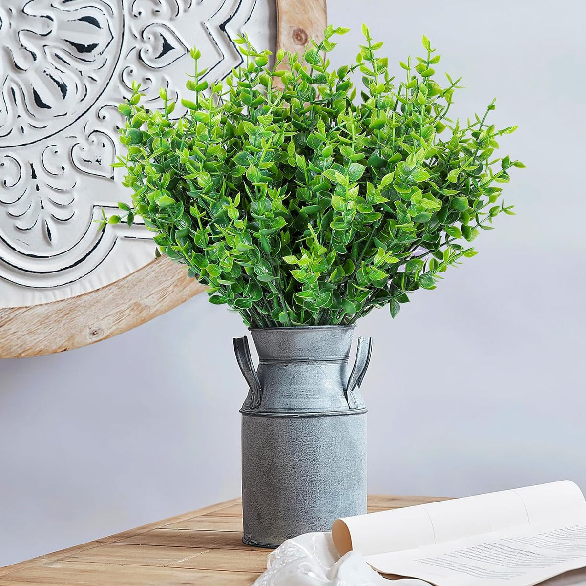 AmyHomie 20 Bundles Green Artificial Plants for Outdoor Spring Summer Decor UV Resistant Faux Wheat