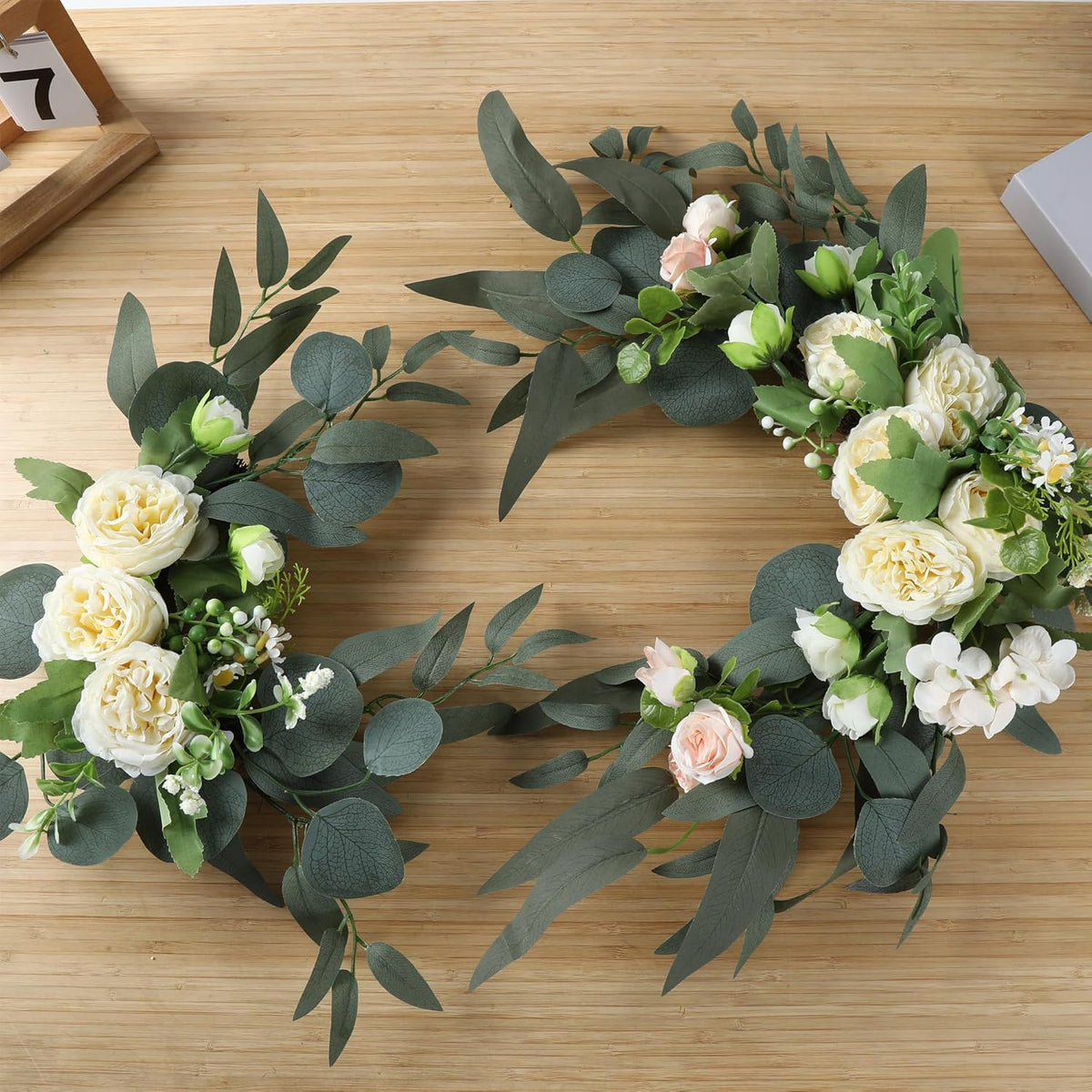 H&W 2pcs Artificial Wedding Arch Flowers for Wedding Sign, Floral Swag Dusty Decor for Reception