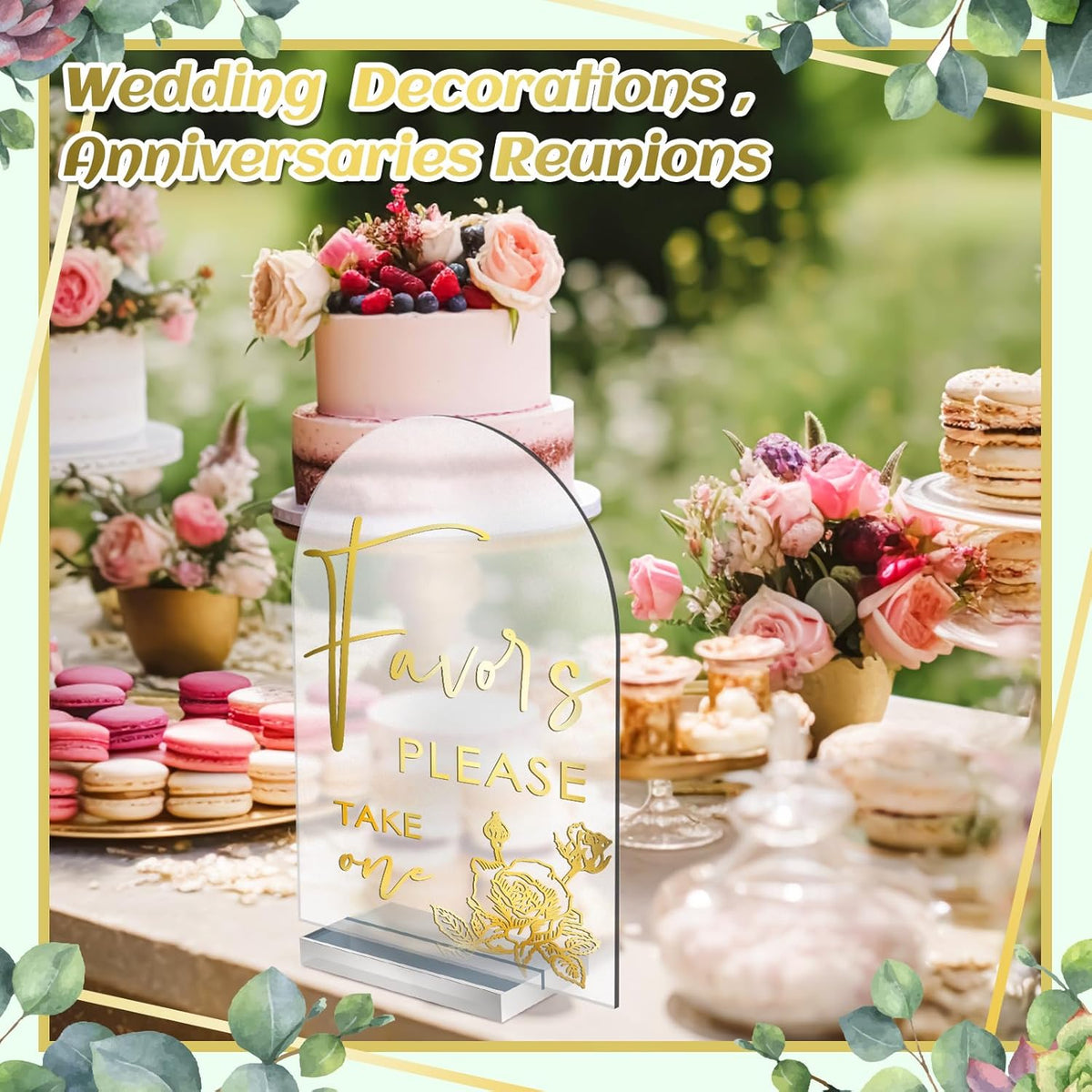 Chunful 4 Pcs Clear Acrylic Wedding Sign with Stand for Ceremony Reception 5" x 7" Guest Book Cards