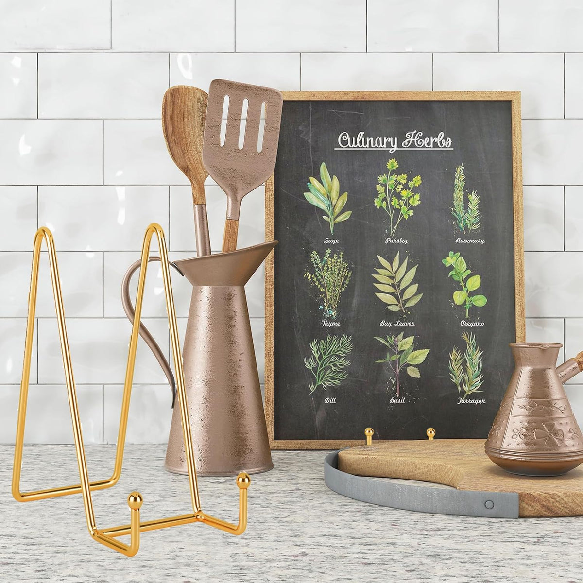 Decolore 8 inch 3 Pack Gold Plate Stands Table Top Easels Plate Holder Display Stands for Picture