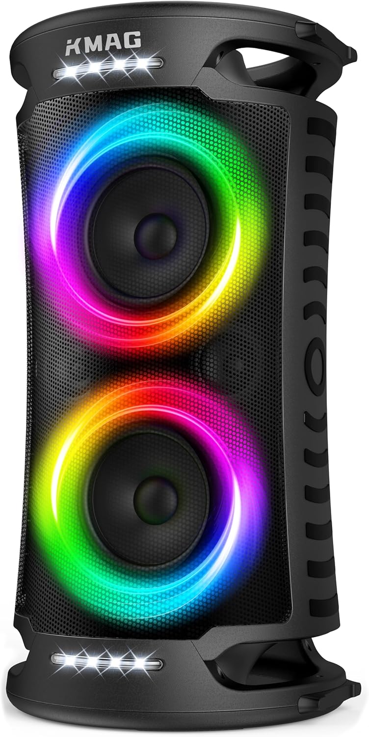 Large Bluetooth Speaker, 260W Peak Powerful Loud Sound with Deep Bass, 15Hr Playtime, Fast Charge