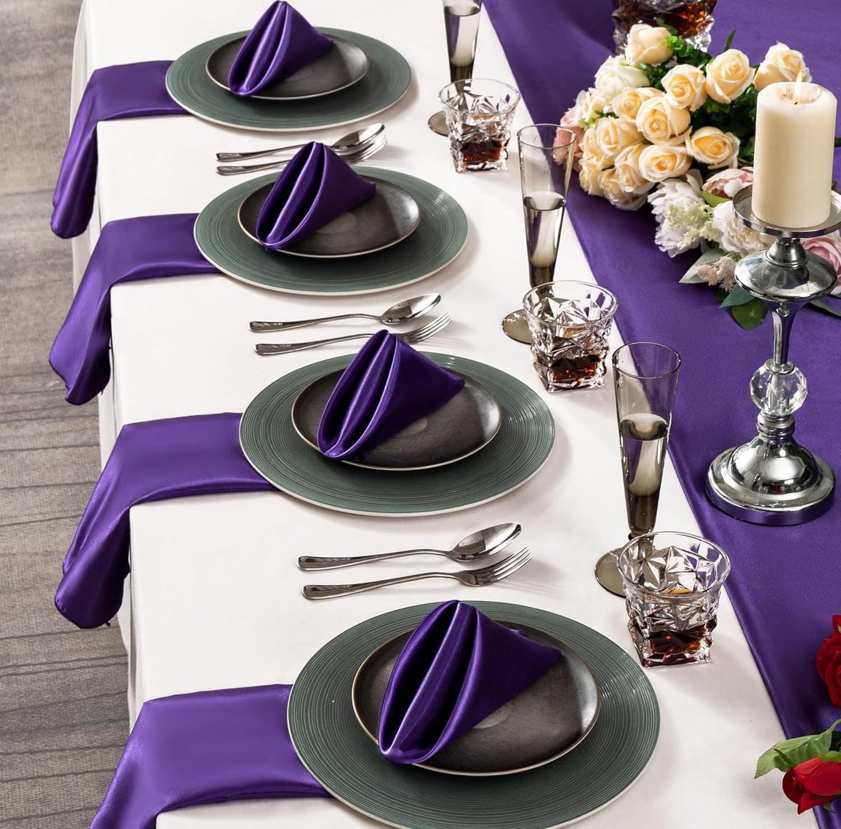 36 Pack Square Satin Dinner Napkins, 16x16 Inches Silky Soft Smooth Table Cloth Napkins for