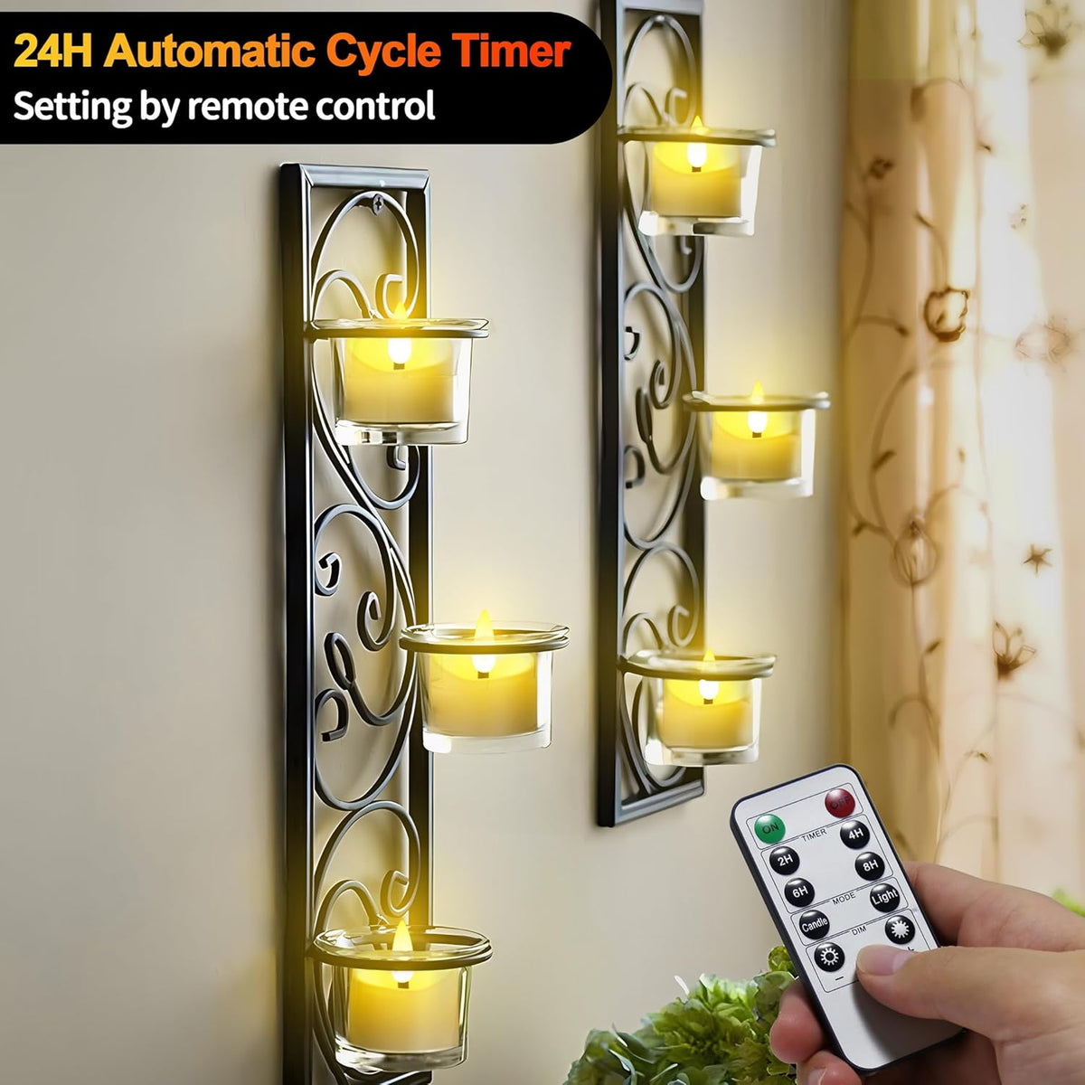 YiaMia Rechargeable Tea Lights with Remote, Flameless LED Candle with 24H Cycle Timer, Battery