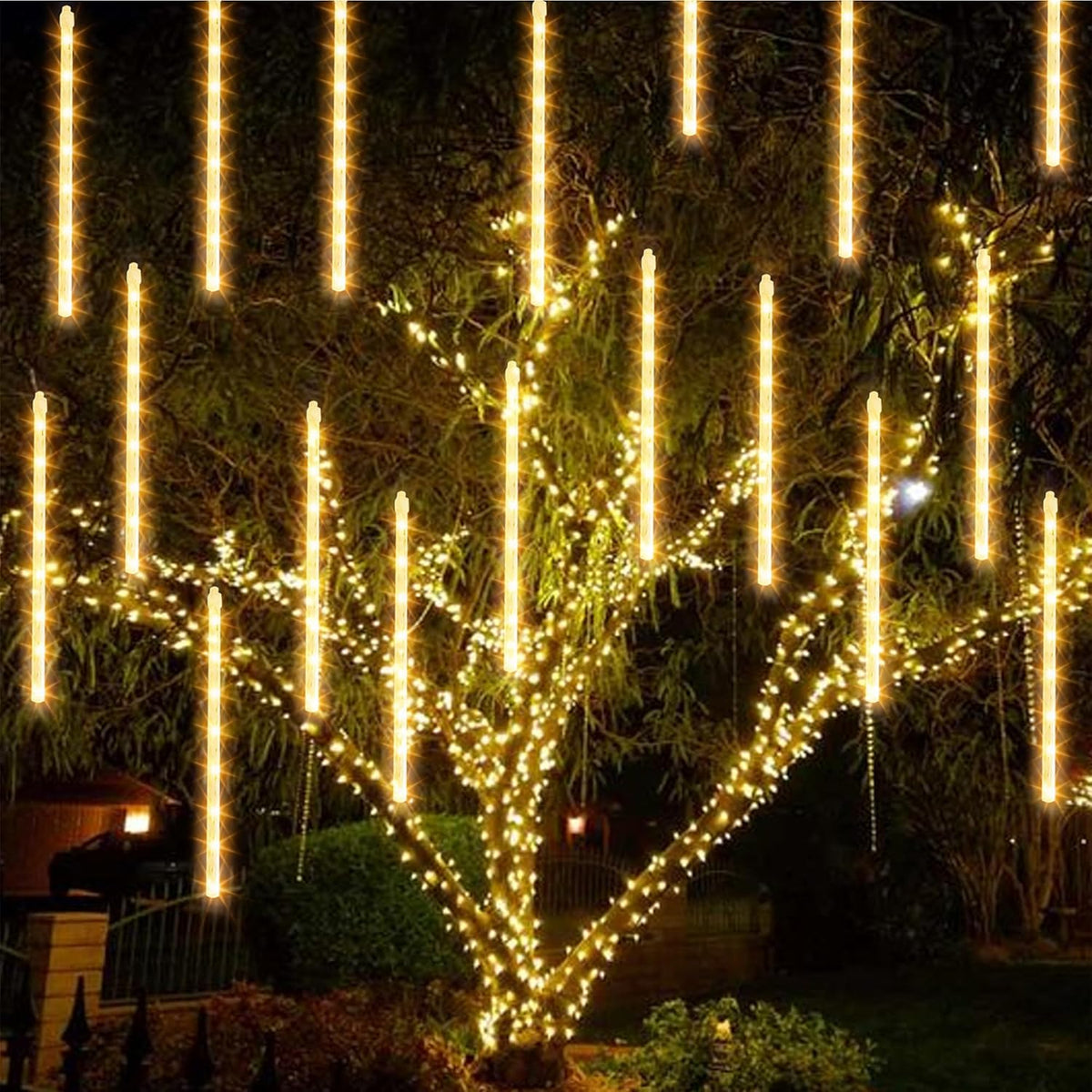 Dazzle Bright 1728 LED Christmas Light, Meteor Shower Rain Lights 11.8 Inch 48 Tubes, Waterproof