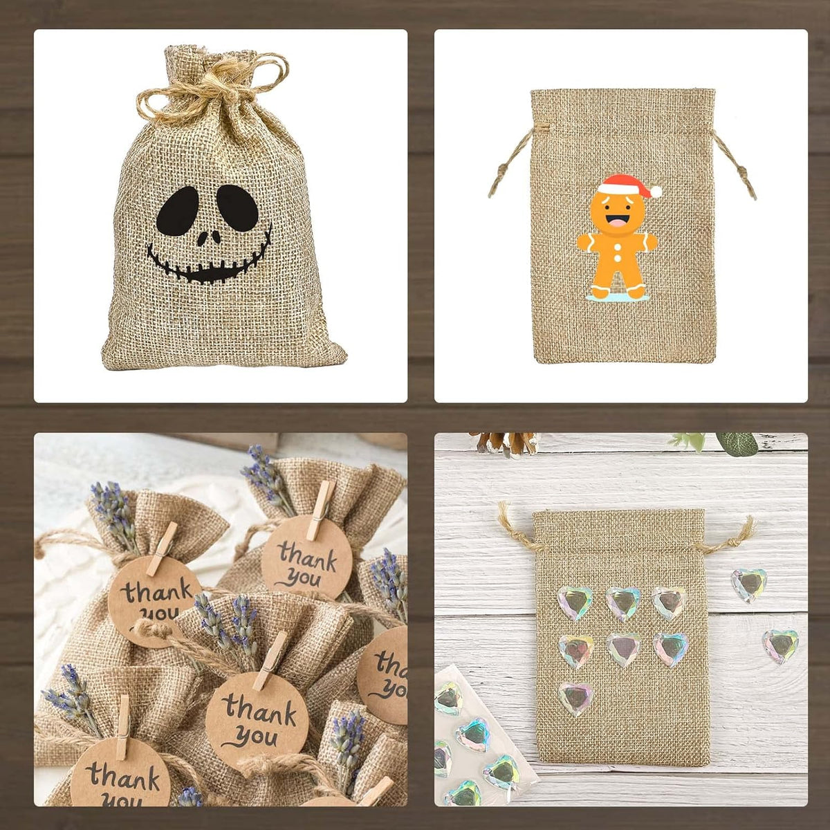 Jutieuo 25pcs Small Burlap Bags with Drawstring - 4x6 Inch Reusable Premium Linen Sacks Bags with