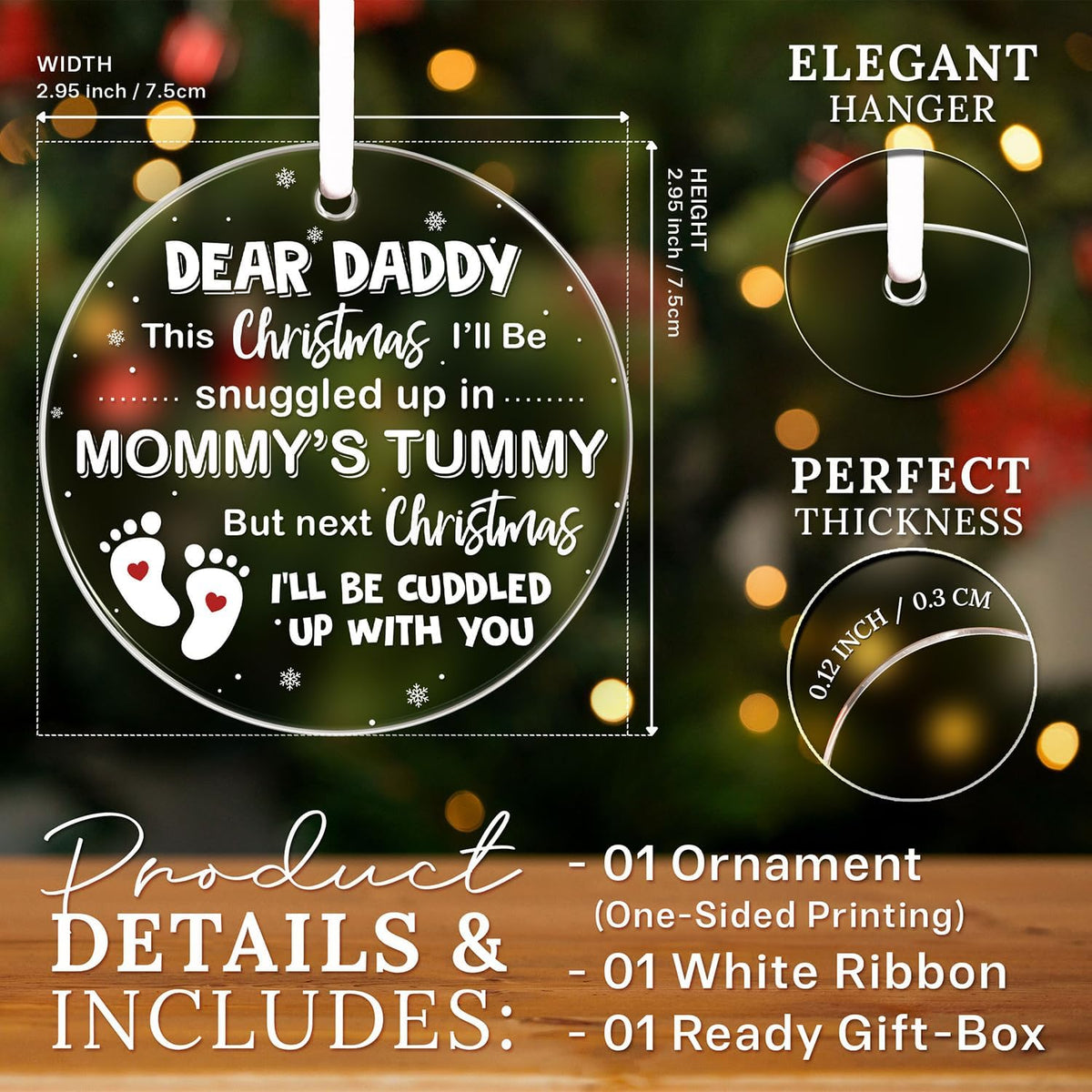 HEXMOZ First Time Dad Gifts - New Dad Gifts - Bumps First Christmas Ornament - Pregnancy