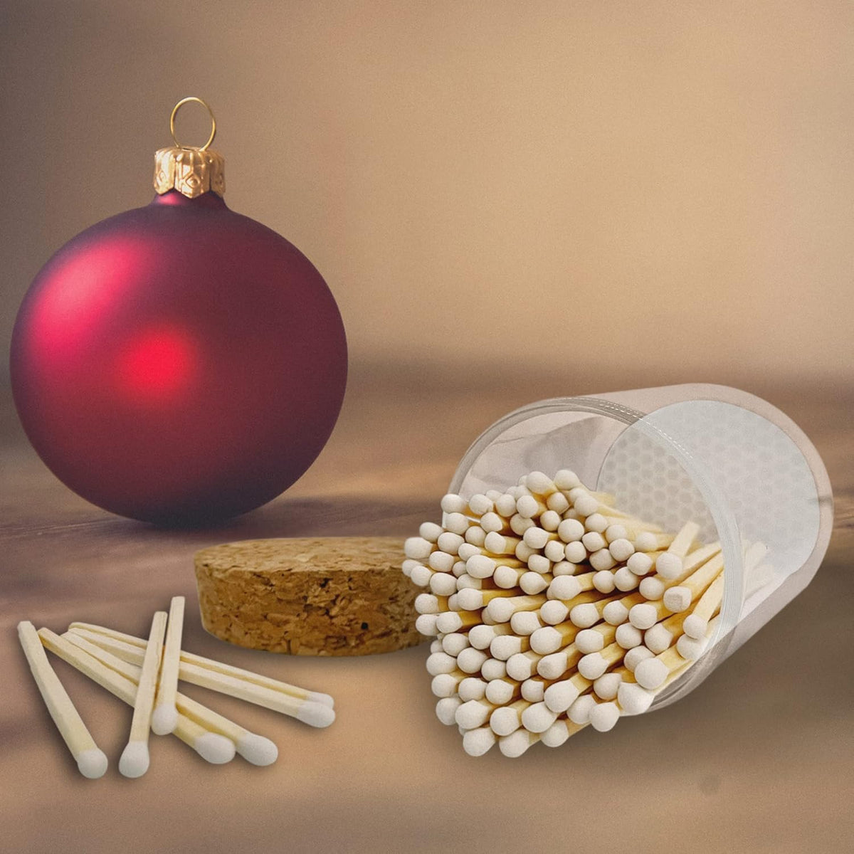2" White Matches in a Jar + Striker Stickers Included | 100 Classy White Tip Decorative Safety