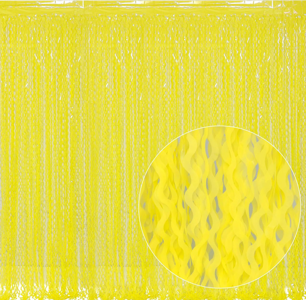 4 Pack Wavy Yellow Foil Curtain Backdrop -3.3 ft x 6.6 ft Gold Tinsel Backdrop Curtain Party