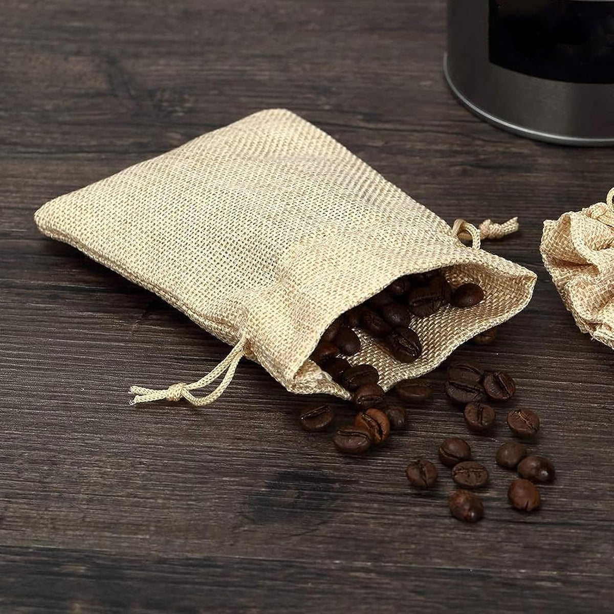 ZOENHOU 100 Packs 3 x 4 Inch Burlap Bags with Drawstring, Durable Jute Drawstring Bags, Dustproof