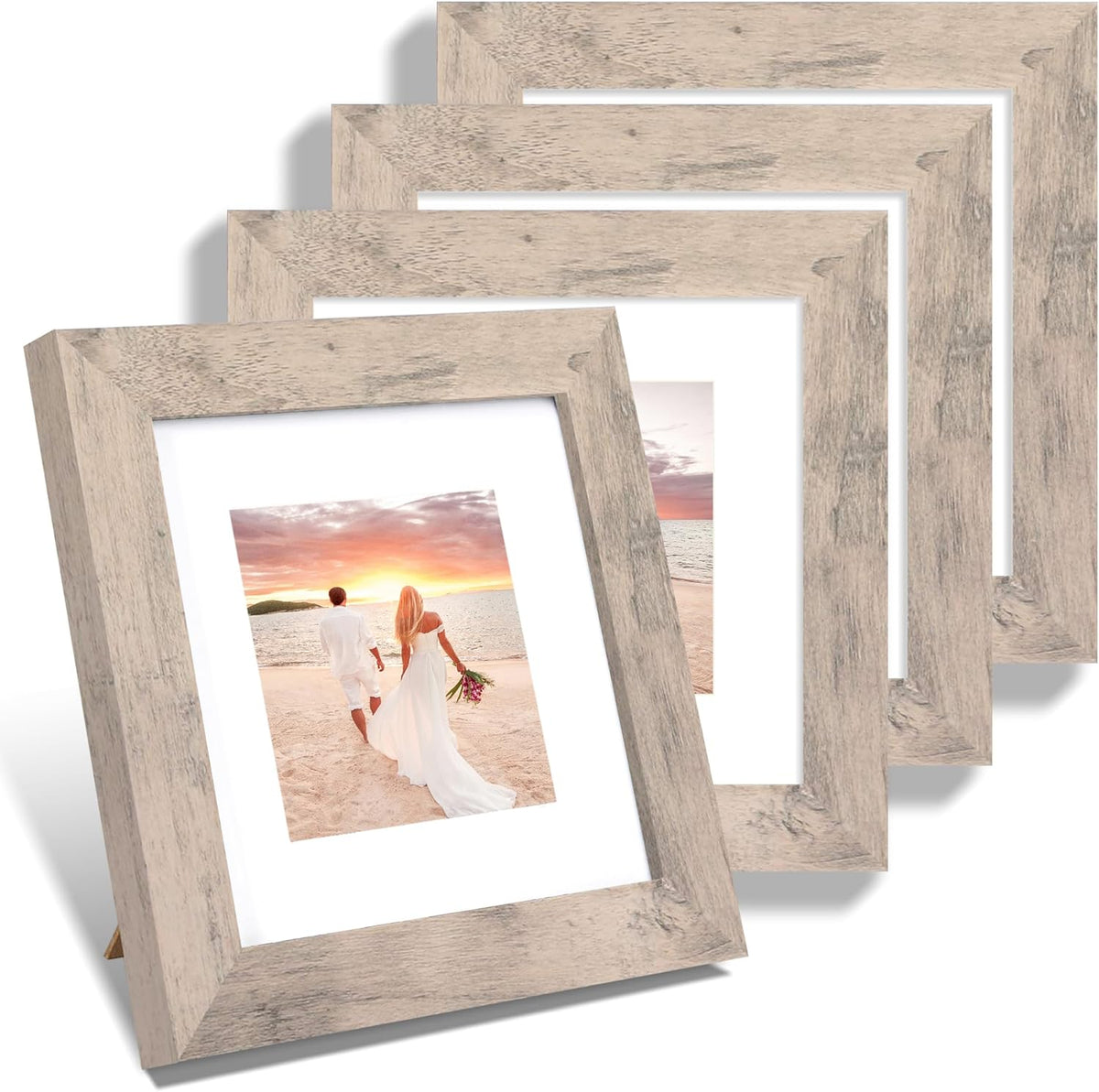 6x6 Picture Frame Set of 4 with High Definition Glass, Smoke Gray Frame Display 4x4 Pictures with
