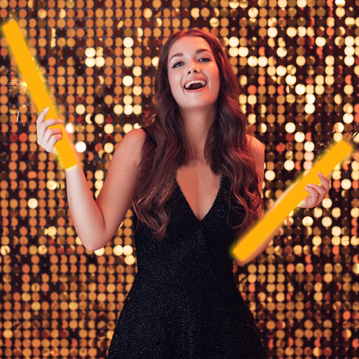 Glow Foam Sticks Bulk, 24 Pcs Orange Giant LED Light Up Sticks Flashing Glowing Baton Wands Party