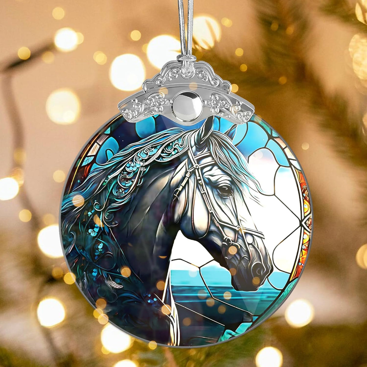 Stained Glass Effect Ornament, Women’s Christmas Keepsake, Funny White Elephant Idea, Holiday