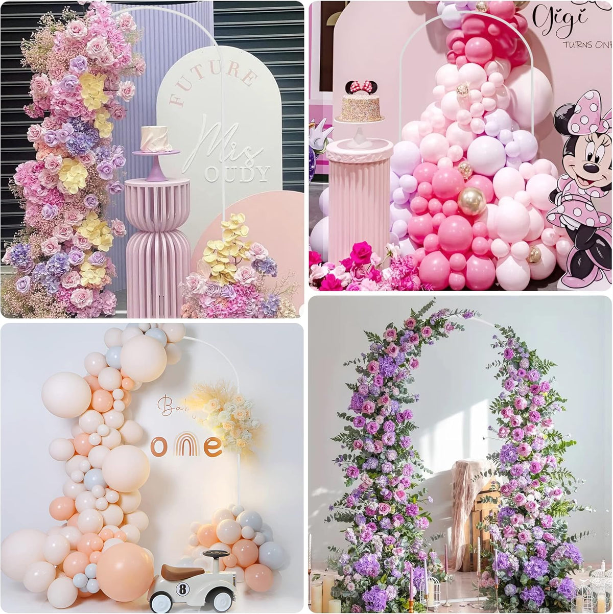 Wokceer Wedding Arch Backdrop Stand 6.6 FT White Metal Arch Chiara Backdrop Stand for Wedding
