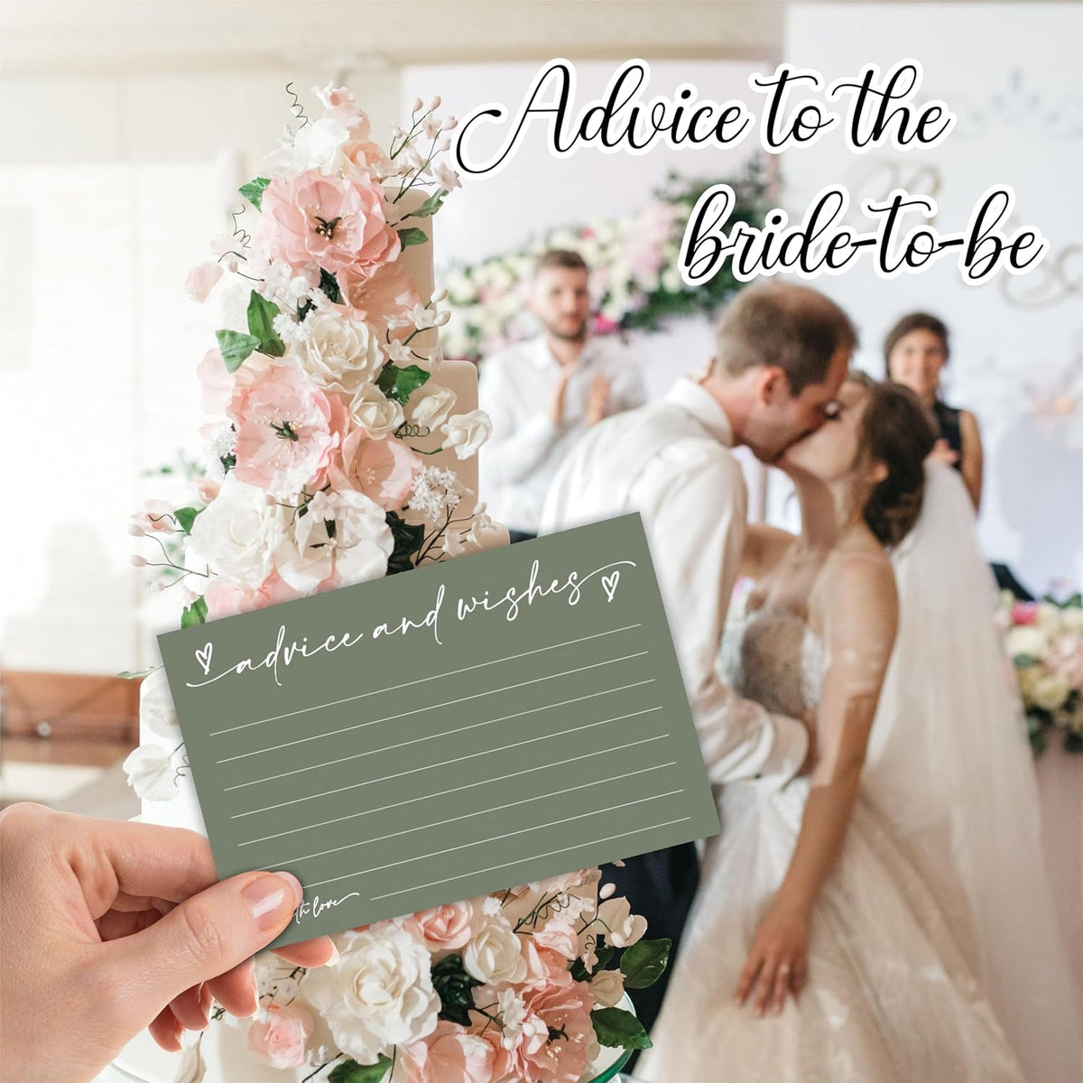 30 Advice & Wishes Cards - Olive Green - Double Sided Fill-In Advice Cards For Bridal, Wedding