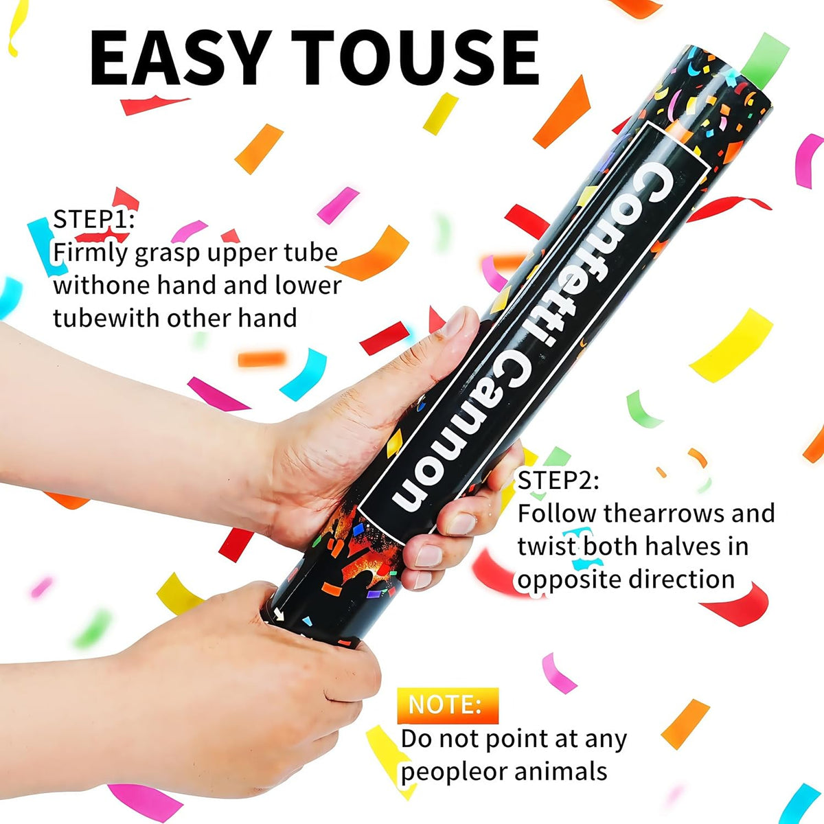 16in Biodegradable Confetti Poppers,Confetti Cannons Bulk with Colorful Confettis Design for