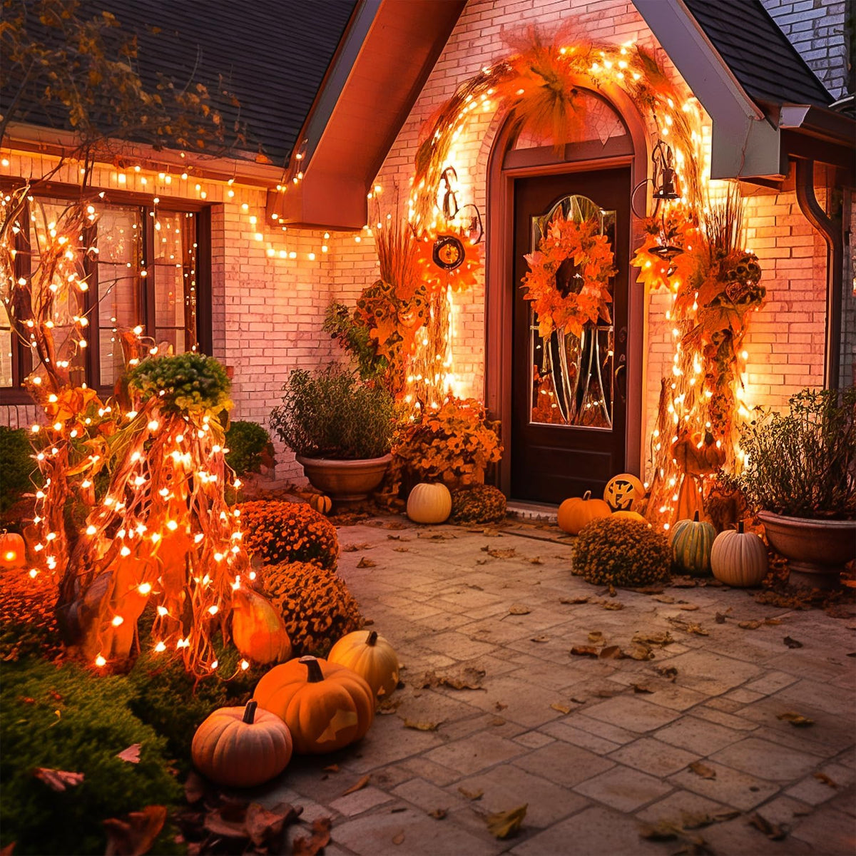 JMEXSUSS 600 LED Orange Lights for Halloween Decorations, Halloween String Lights Outdoor, Orange
