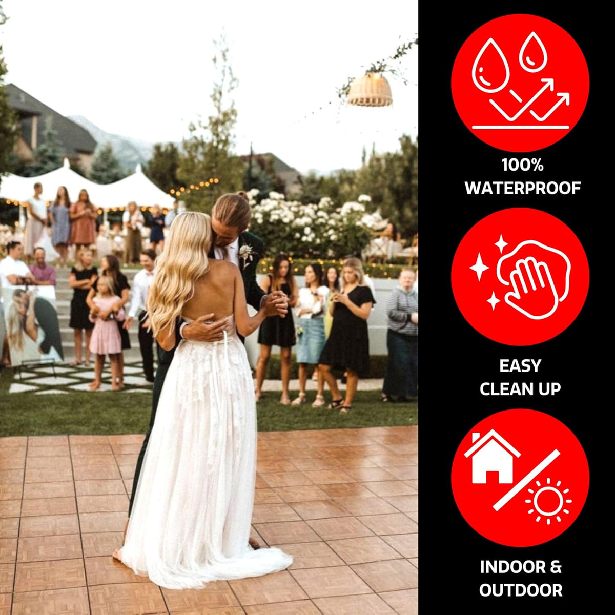 Big Floors 3X3OAKFLOOR Interlocking Lightweight Plastic Modular Dance Floor Kit (3' x 3'), Oak, 21