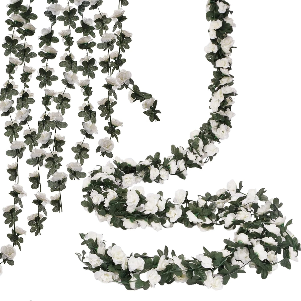 10 Pcs 82FT Flower Garland, Artificial Rose Garland Flowers Plants Fake Flower Hanging Rose Ivy