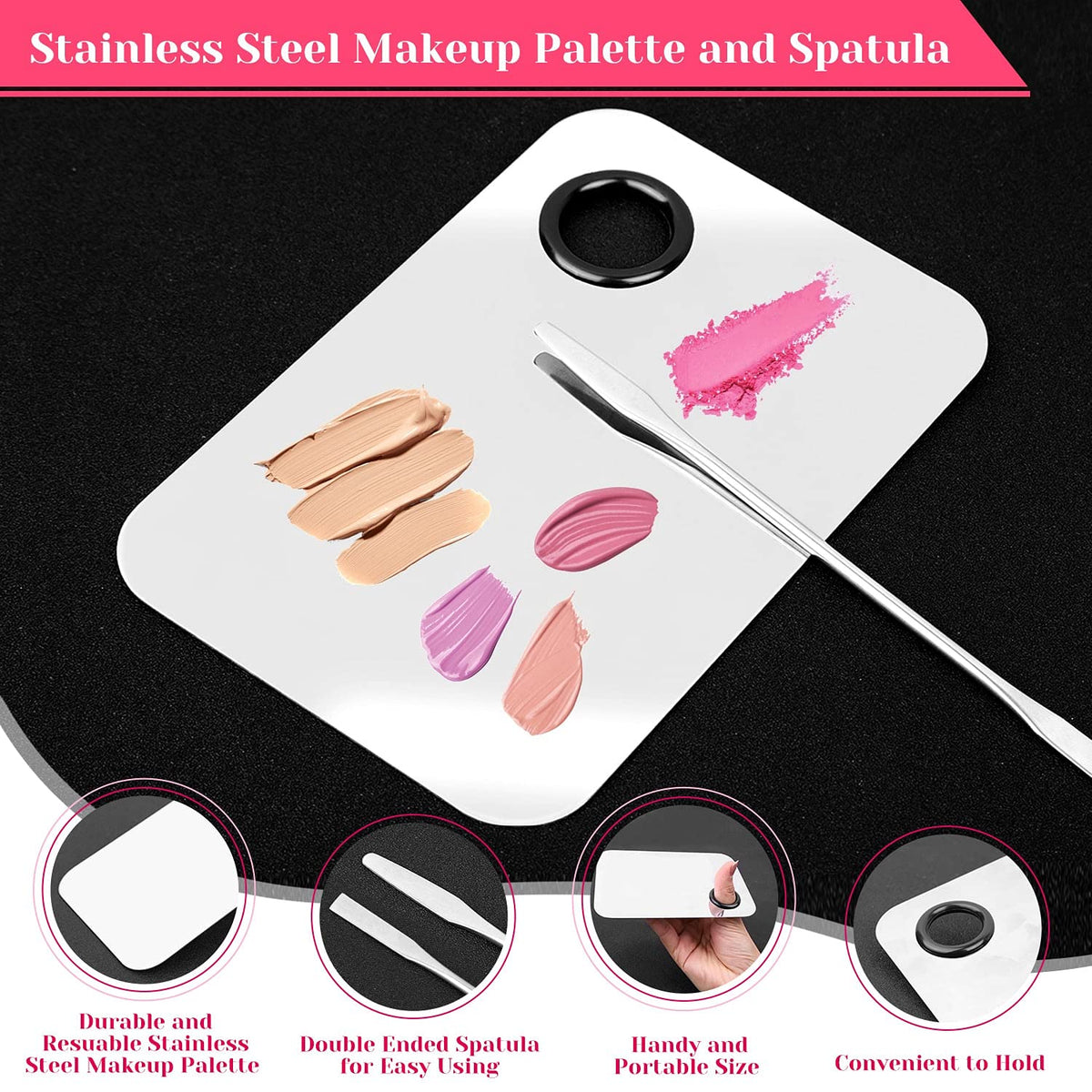 Shynek Makeup Mixing Tray with Disposable Accessories Kit - Mascara Wands, Lip Applicators, Hair