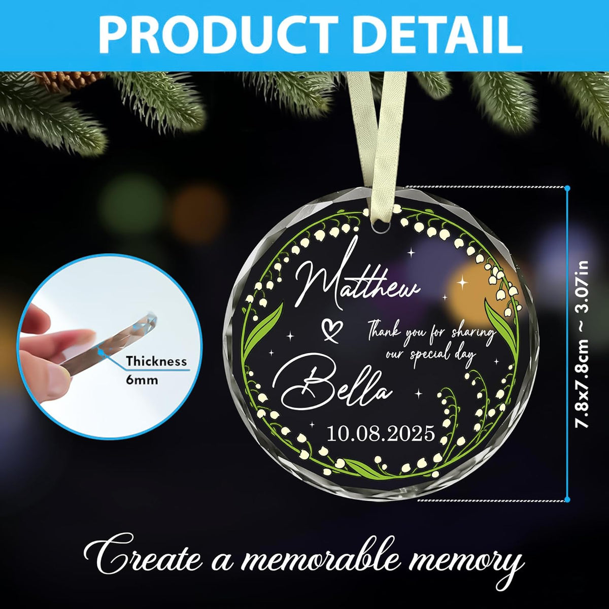 Personalized Wedding Favor Christmas Ornaments For Guests - Promotional Ornaments - Perfect Party