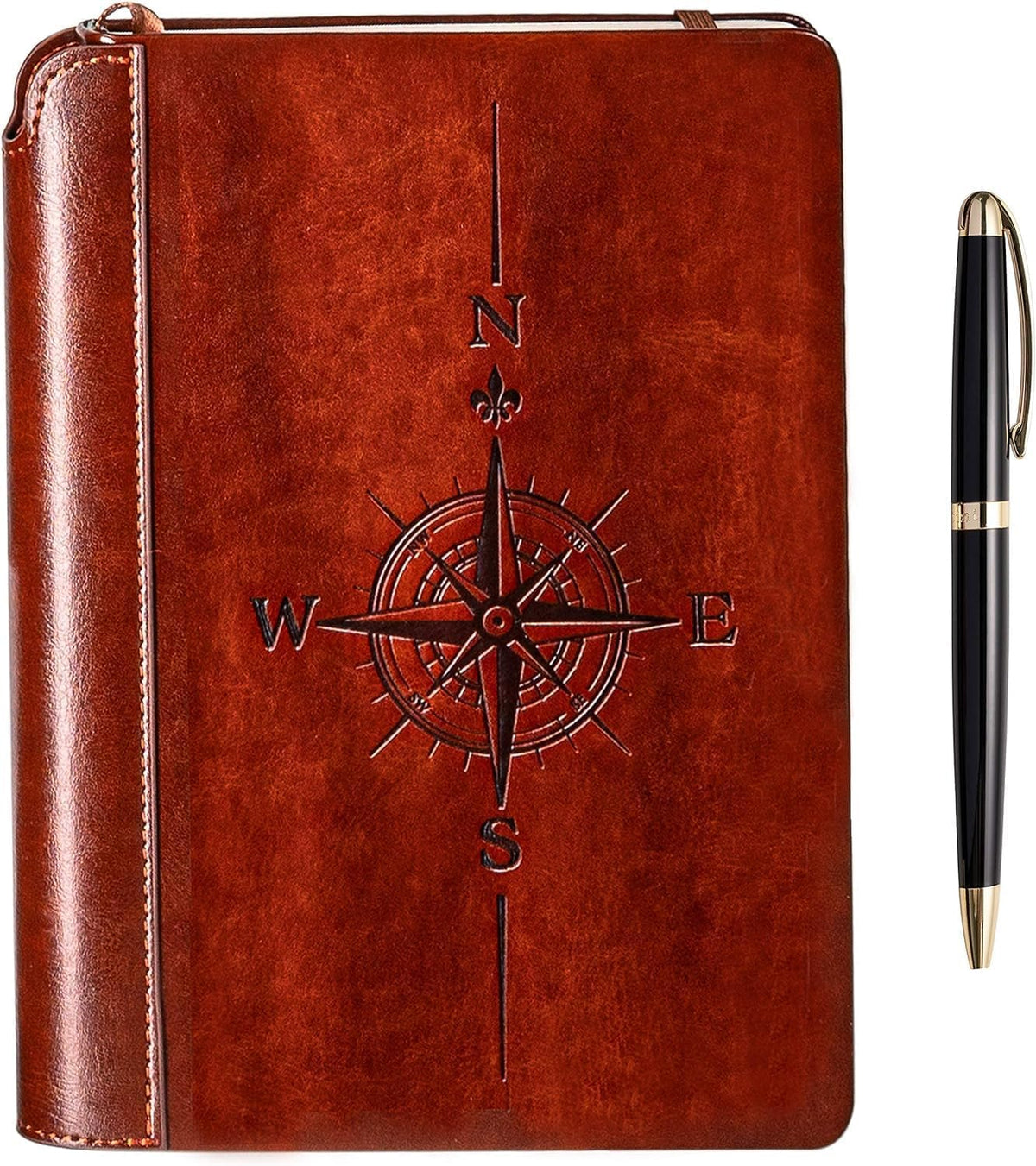 SETTINI® Lined Journal - Compass Journal for Writing Gift Set - Hardcover Vegan Leather, Includes