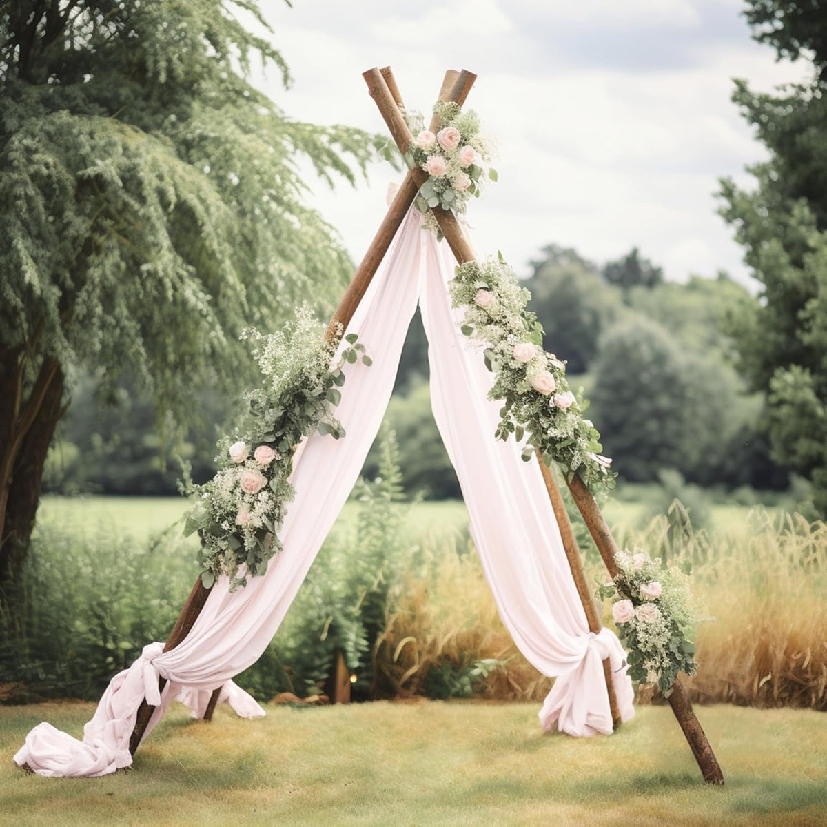 30" x 20Ft Wedding Arch Draping Fabric, 1 Panel Blush Sheer Curtain Drapes Extra Wide & Long