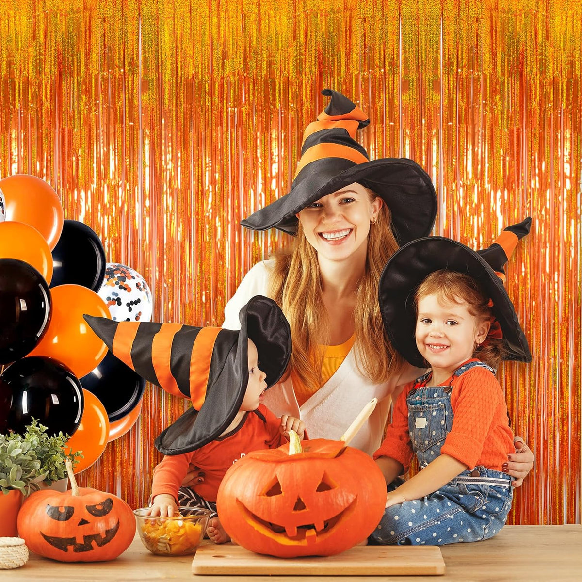 Reusable Foil fringe Curtains Halloween Decor Indoor Party Decorations - Melsan 3 Pack 3.2 x 8.2 ft