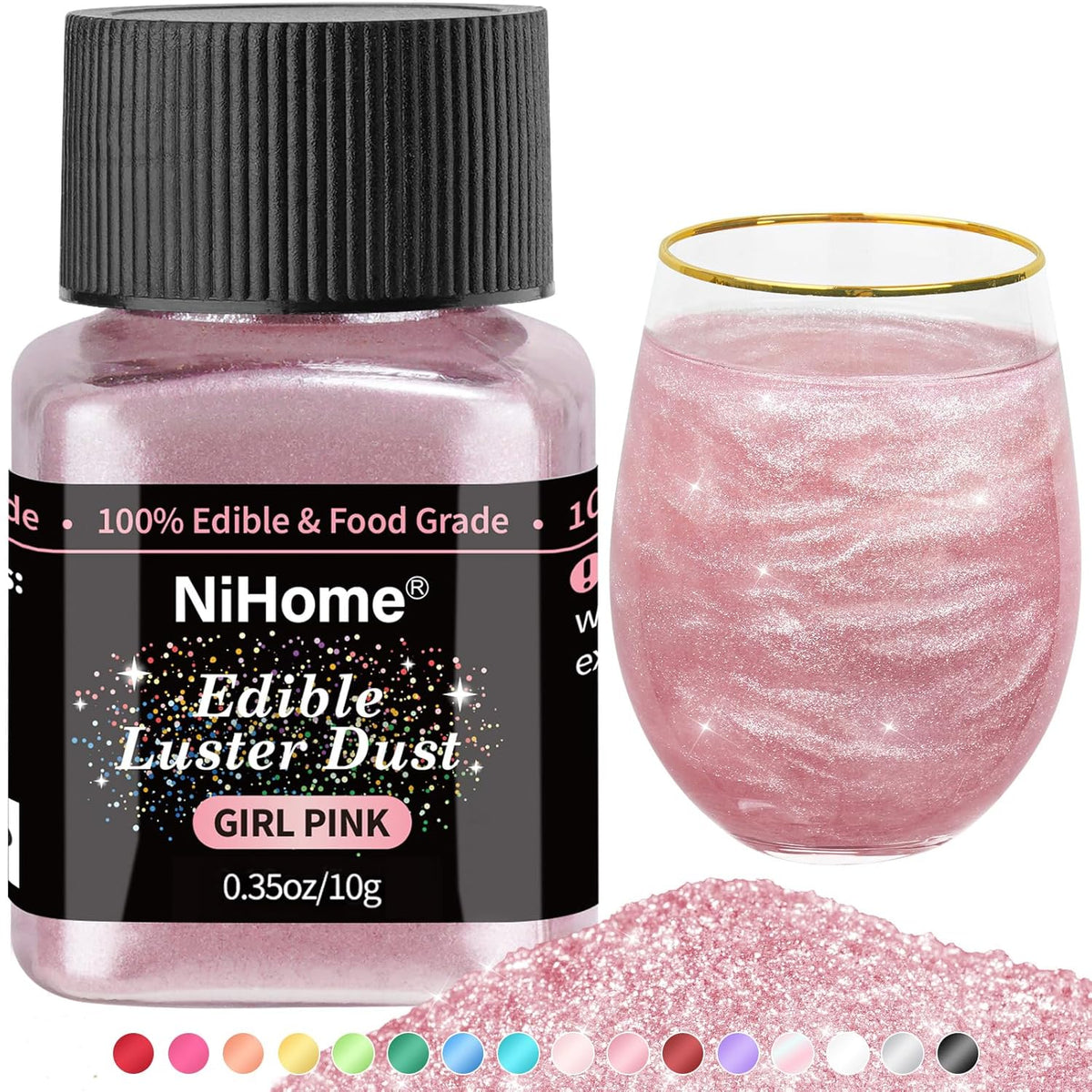 NiHome Edible Food-Grade Glitter Powder Glimmer Luster Dust Metallic Fancy Food Decorating Sprinkle
