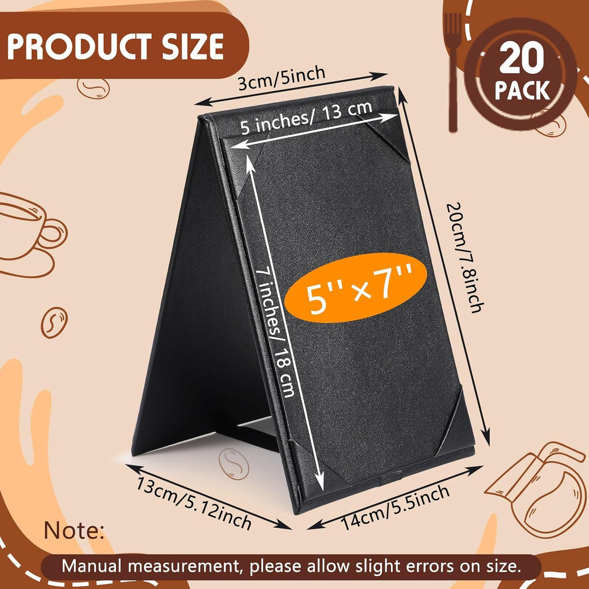 Gerrii Leatherette Table Tents Black PU Leather Menu Covers Bulk Double Sided Frame Sign Holders 2