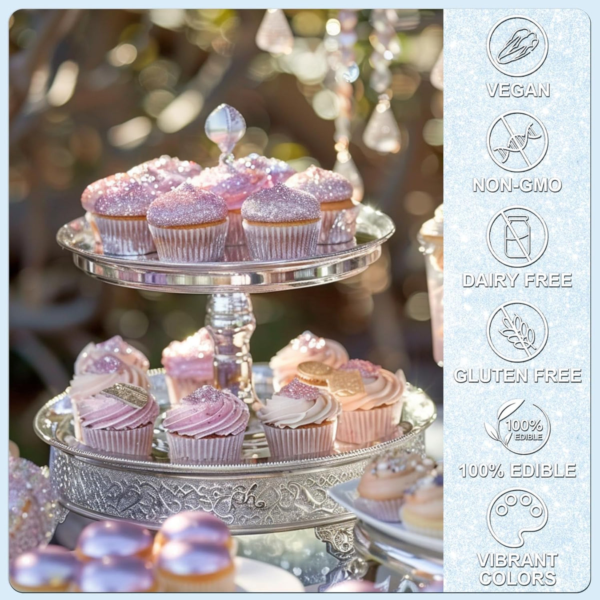 Iridescent Blue Edible Glitter - 5g Food Grade Cake Decorating Shimmering Glitter, Edible Sprinkle