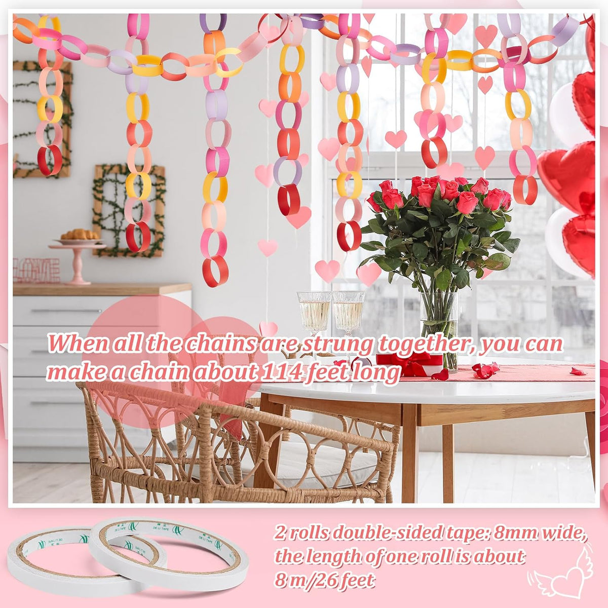 Lincia 600 Sheet Halloween Paper Chain Garland, Construction DIY Crafts Chain Strip for Fall