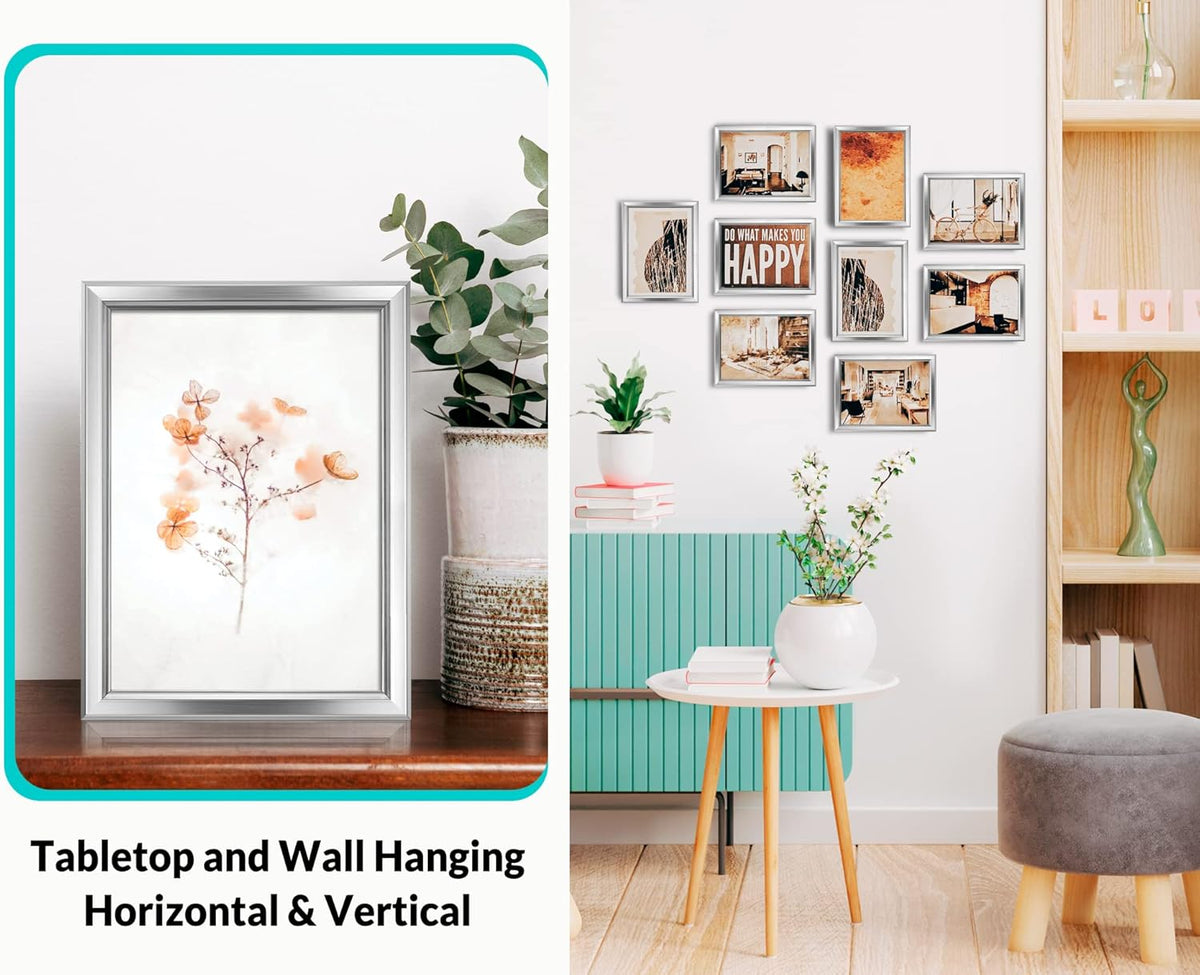 LaVie Home 5x7 Picture Frames (12 Pack, Silver) Simple Designed Photo Frames for Wall Mount