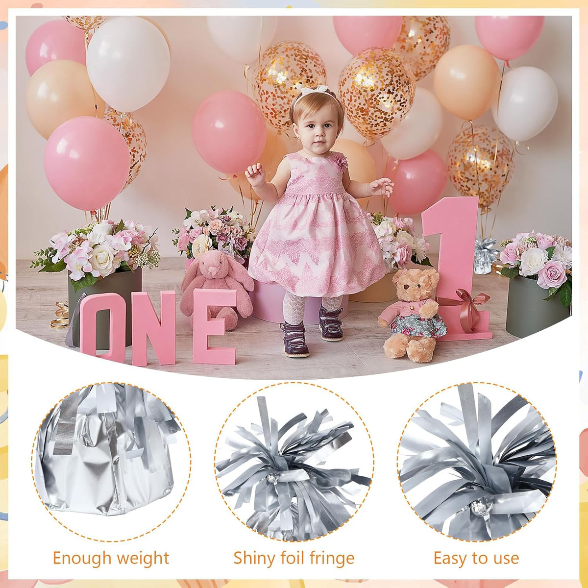 8 Pcs Silver Metallic Balloon Weights Holder Anchors Balloon Holder Weights for Helium Balloons