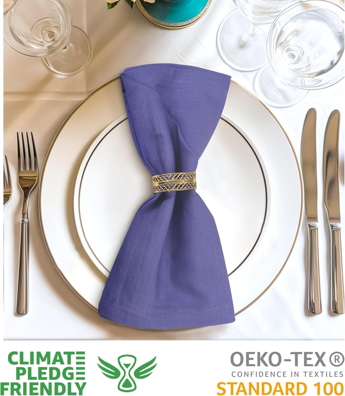 Urban Villa Easter Dinner Napkins Solid Lilac Color Cloth Napkins (Set of 12) Oversized 20x20